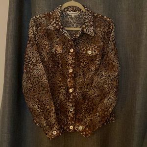 TravelSmith leopard print,burnout fabric lightweight jacket or blouse, Medium